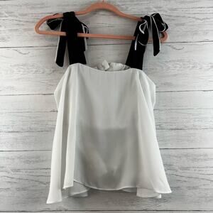 Do + Be Black and White Square Neck Crepe Top Size S